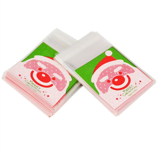 50/100 stk. Gaveposer til småkager Julemand Snemand Snacks Småkager Plastik Emballageposer Fest Bryllup Slikpose Børnefavor Reindeer 100pcs