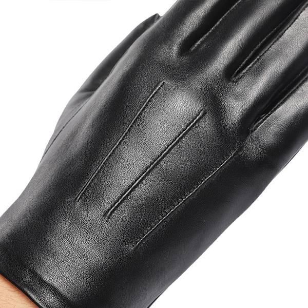 Vinterlæderhandsker til mænd Udendørs Kørsel Vindtætte Varme Gedeskind Touch Screen Varme Handsker Black XXL