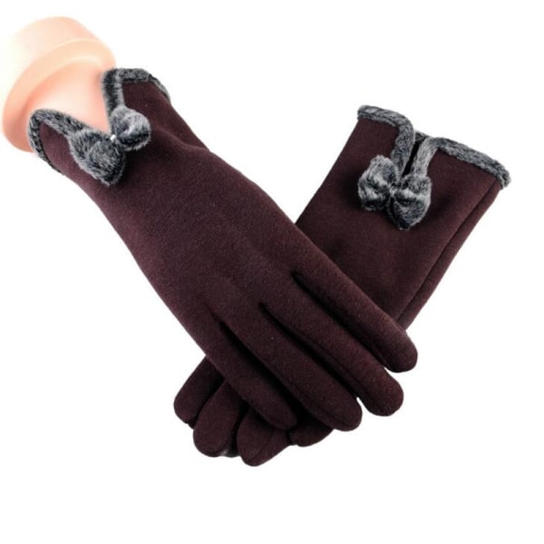 Nya Dam Höst Vinter Icke-Inverterad Sammet Kashmir Hel Finger Varma Spetshandskar Kvinnor Bomull Pekskärmshandskar G82 B Brown One Size