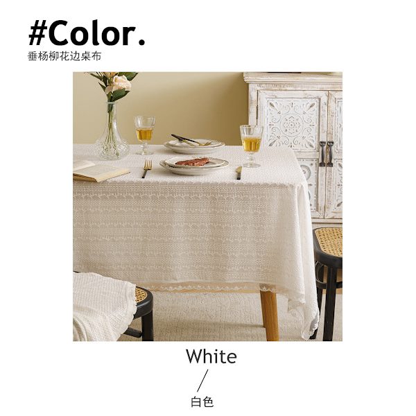 Amerikansk duk Pastoral Ins Stil Brodert Stoff Dekor Duk Kaffebord Rektangulært Trekk Håndkle Fotografering Bakgrunn Klut Willow 140 * 240cm