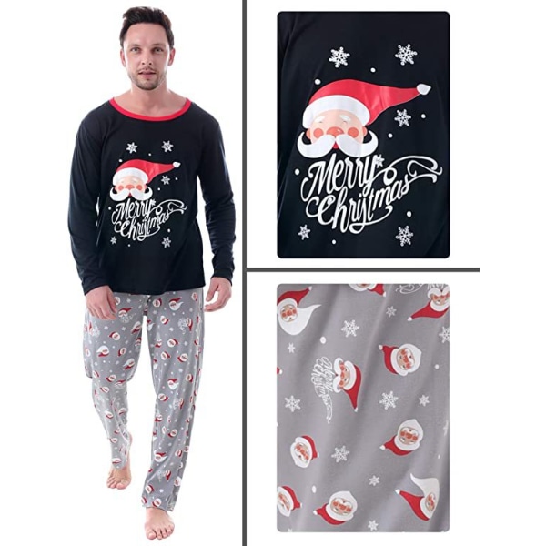 Matchande julpyjamas för familjen, tecknade kläder, tryckt mamma-dotter pyjamas set, hemmakläder, barnsovkläder Santa Claus head 2T
