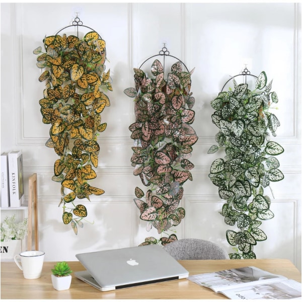 100 cm kunstige planter hængende vinstokke bryllup have dekoration falsk plante indretning til væg grønne blade vinstokke dekoration No hanging pot Red