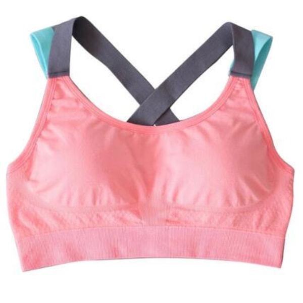 Yoga BH Full Cup Andningsbar Topp Stötsäker Korsrygg Tränings BH För Kvinnor grey(with pad) S