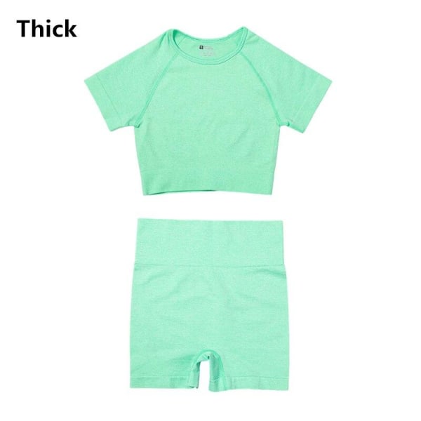 Yoga Gym Set Toppar T-shirt BH Leggings Sportset för Kvinnor Green Set M