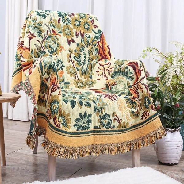 Blommig Filt Soffa Solrosmönster Resepläd För Säng Vardagsrum Tapet Matta Sofffilt Stickad Överkast deken Yellow daisy 90x180 cm