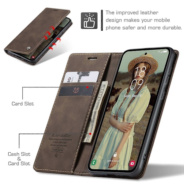 För Samsung Galaxy A56 5G Fodral CASEME 013 Serie Korthållare Ställ Läder Telefonskal Style D
