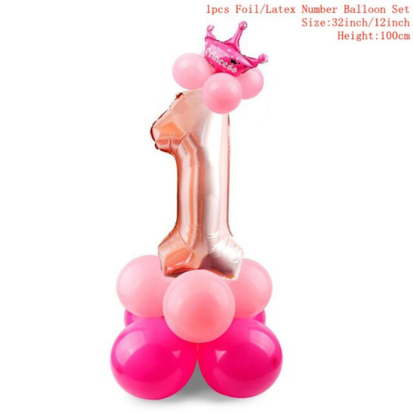 1 stk. Første Fødselsdagsfest Hatte 1. 2. 3. Krone Fødselsdagshatte Nummer Et Festpynt Børnetilbehør Nyfødt Barn Pink 1