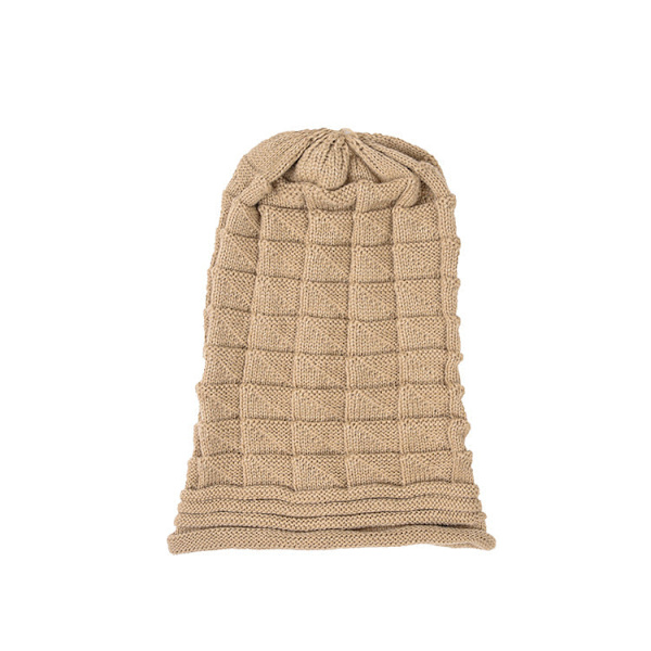 Plissert Flensermmansjett Lue Dame Høst og Vinter Ski Ullue Utendørs Strikket Lue Camel L（58-60cm）