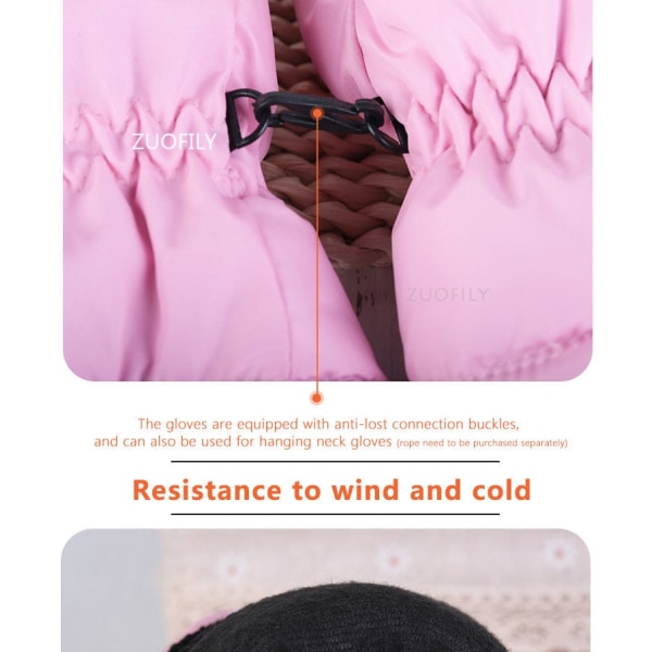 Varme, vindtette vinterhansker for barn, gutter og jenter, for ski, sykling, klatring, utendørs, vanntette babyvotter med tegneserie Blackdino for 5-8T