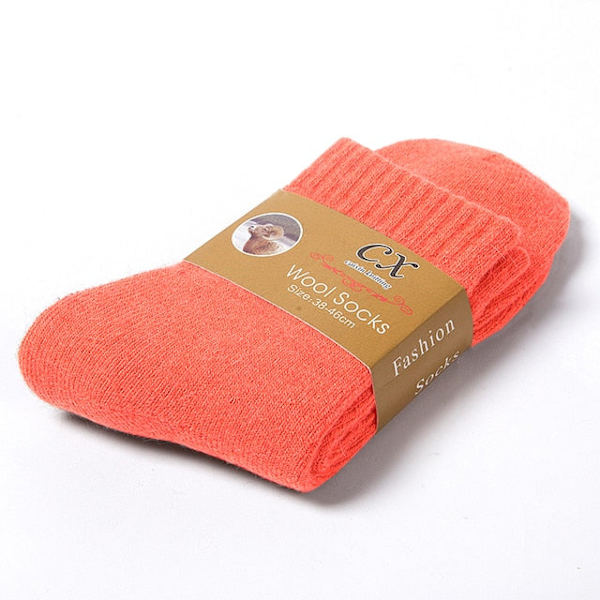 1 par Varma Vinterstrumpor Dam Ull Herr Supertjocka Enfärgade Strumpor Merinoullstrumpor Mot Kall Snö Frottéstrumpor watermelon red 1 Pairs