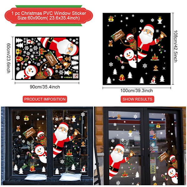 Jul Väggdekaler Fönster Festival Dekaler Jultomten Snögubbe Juldekorationer för Hem Ornament Jul Nyår Window Sticker 5