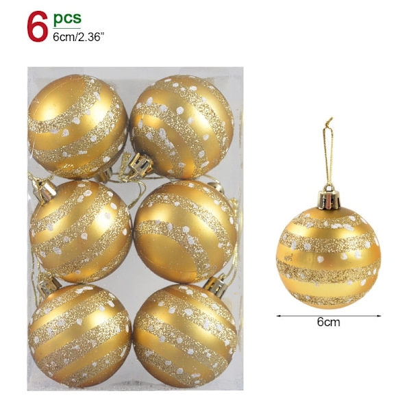 1 eske Julekuler Juletrepynt Julekule Xmas Hengende Treanheng Hjemmefestdekor 2023 Nyttårsgave Noel Navidad 6pcs 6cm-H as picture