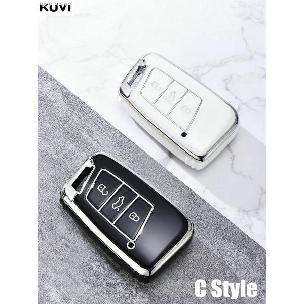 TPU Auton Avaimen Kotelo Suojus Avaimenperä Polo Tiguan Passat B5 B6 B7 Golf MK Jetta Skoda Kodiaq Superb Octavia Seat Jne C style Black
