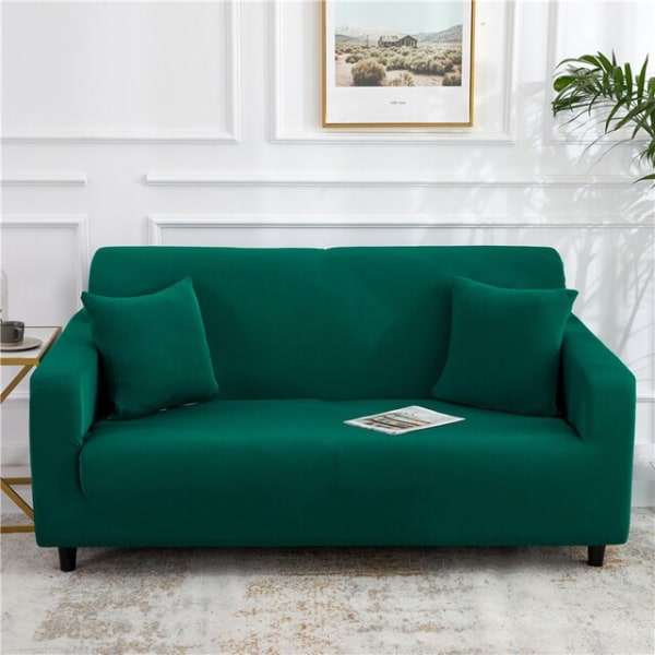 Ensfarvede sofabetræk til stue Polyester sofabetræk Elastisk hjørnesofabetræk Slipcover Stolebeskytter 1/2/3/4 personers Red 2-Seat 145-185cm