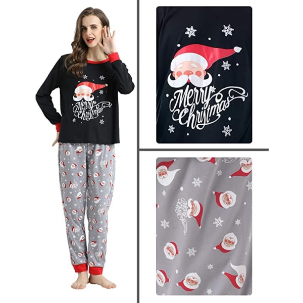 Julpyjamas Matchande familjekläder Tecknad printed Mor Dotter Pyjamasset Set Sovkläder för barn Santa Claus head 妈妈L