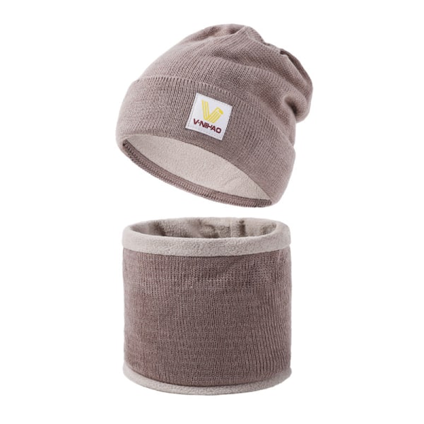 Miesten huivi, kaulan suojaus, pitää lämpimänä ja suojaa kylmältä talvella, bandana, miesten talvinen villapipo, ulkoiluun, plus pörröinen neulottu hattu lapsille Pink Average size