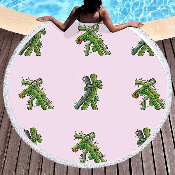 Frukt Sommar Vattenmelon Apelsin Kiwi Strandhandduk Rund Havsfilt Kawaii Yogamatta Picknickmatta Absorberande Manteau Kappa 3