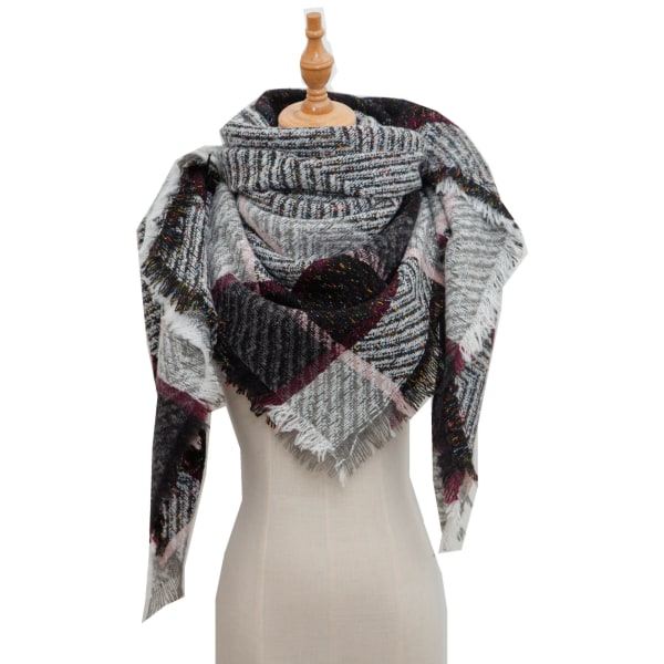 Ny Höst- och Vinter Sjal Cirkel Garn Borst Förtjockad Rutig Fyrkantig Halsduk Kappa scarfgirl1055SF 135cm
