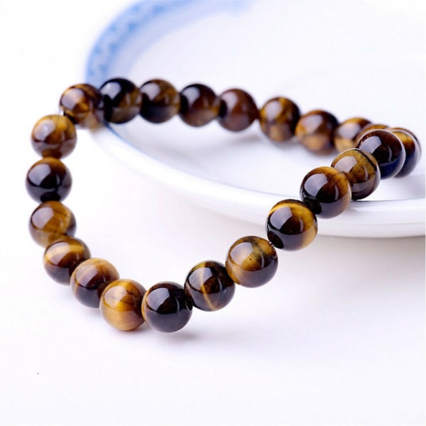 Pärlarmband 8mm Naturstenspärlor Herr Underbara Halvädelsten Svart Onyx Lava Tiger Eye Healing För Kvinnor Män Smycken Lava