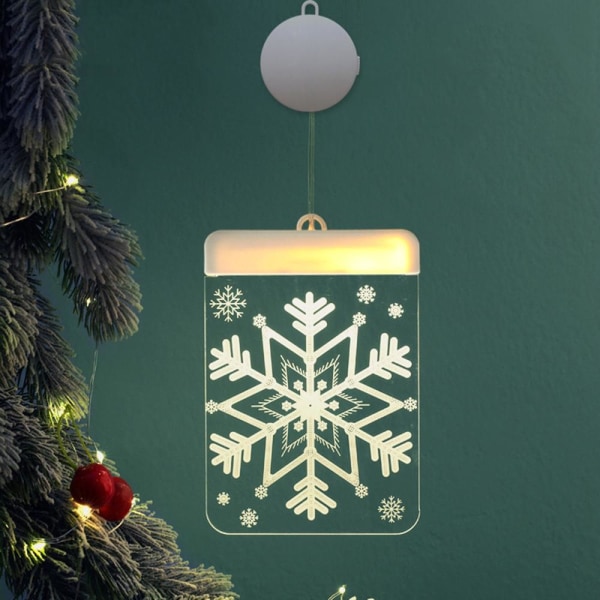 Julelys 3D Hengende Lys Romdekorasjon Modellering Soverom Julevindu Dekor Snømann Snøfnugg Rektangel Default Title