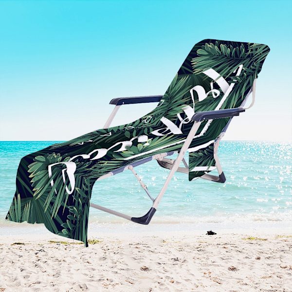 Tropiske Planter Mikrofiber Strandstol Betræk Håndklæde Med Lomme Udendørs Hurtigtørrende Bærbar Have Pool Loungestol Tæppe 16 73x210cm
