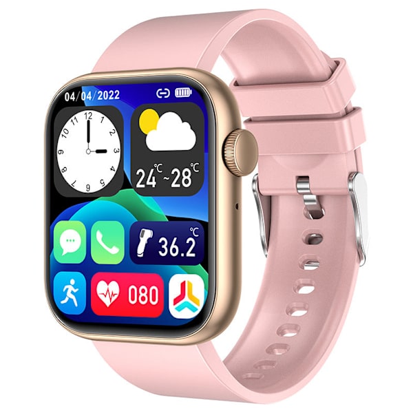 Smart Armbånd Pulsmåler Skridttæller Brugerdefineret Urskive Bluetooth Opkald Kropstemperatur Ur Pink