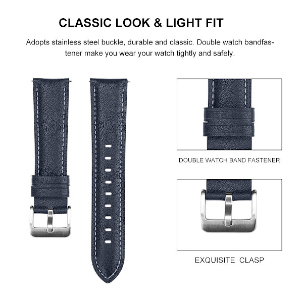 20 mm 22 mm Moderigtig Læder Urrem til Samsung Galaxy Watch Active 2 40 mm 44 mm Udskiftningsarmbånd Elegant Armlænke 4 Gray Active 2 40mm 44mm