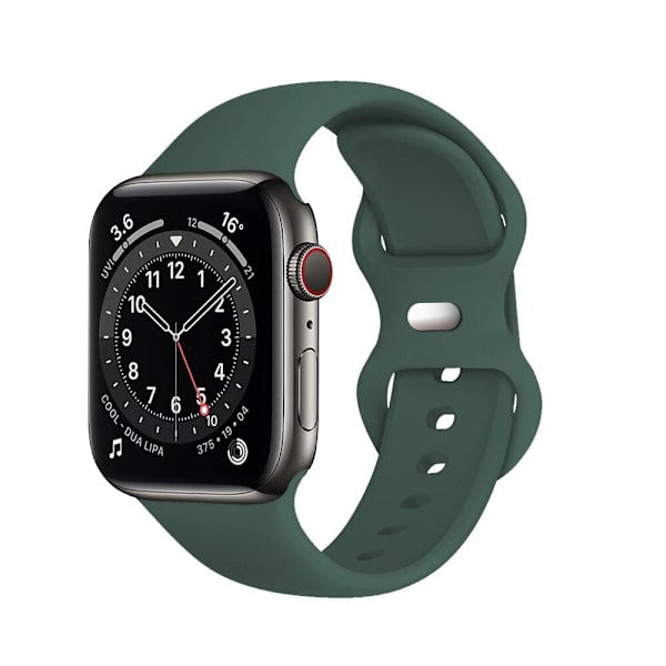 Silikon Sport Band For Apple Watch Series Se 6 5 4 3 21 44mm 40mm Smart Armbånd Klokkebånd Pin Tuck Stropp på iWatch 6 38mm 42mm 18 Olive green 38MM or 40MM