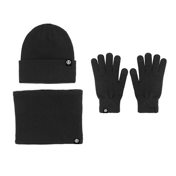 Varm Ullmössa Halsduk Handskar Tredelat Set Vindtät Stickad Mössa Tredelat Set Army green three-piece set