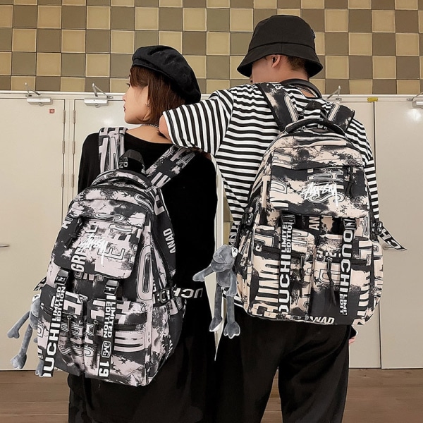Skolväska mode skolryggsäck för tonårspojkar cool vattentät lättvikts rese-ryggsäck högskola stor bokväska Khaki Backpacks