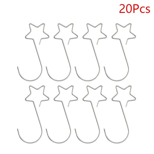 20 stk. Julekranskroker for juletre, hengende anheng, ornament, metallstjernedekorasjoner, krok, julehjemdekor Silver Color