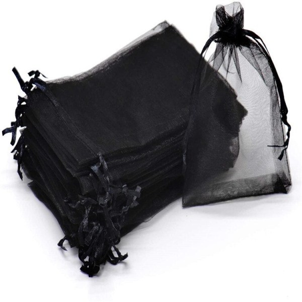 50 st genomskinliga chiffong organzapåsar jul halloween bröllop födelsedagsfest Godis presentförpackningar Smycken förpackningspåsar Black 13x18cm