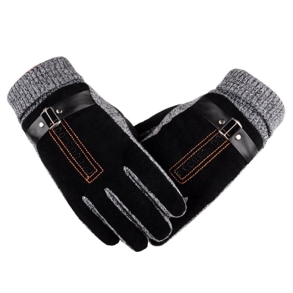 2021 Vinter Herr Varma Handskar Äkta Mocka Grisskinnshandskar Vantar Man Tjock Cykel Motorcykelhandskar Herr Stickade Guantes Brown A One Size
