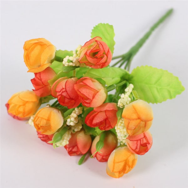 Efterår 15 Hoveder/Buketter Små Knopper Roser Bract Silke Kunstig Blomst DIY Bryllup Hjem Juleindretning Blomstergaver Fotorekvisitter B Deep red