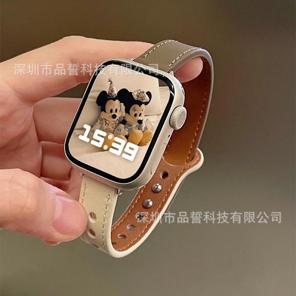 Kellon ranneke Apple Watch iWatch 42/44/45/49/46mm iso kellotaulu aprikoosi ja ruskea