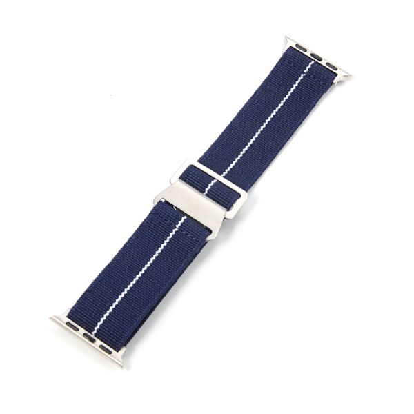 Klockarmband för Apple Watch iWatch, anslutningsstorlek 42/44 mm, mörkblått och vit stålspänne