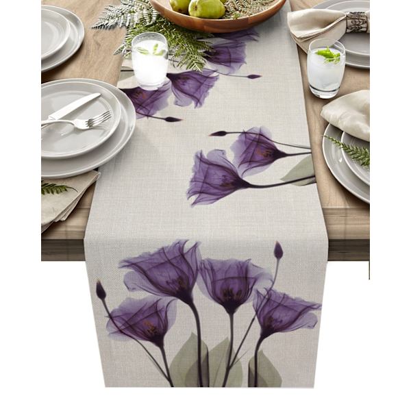Blå Tulpan Bordslöpare för Matbord Köksinredning Fläckresistent Matbordsduk Rektangulär Bordslöpare 200-33cm 78-13inch 05