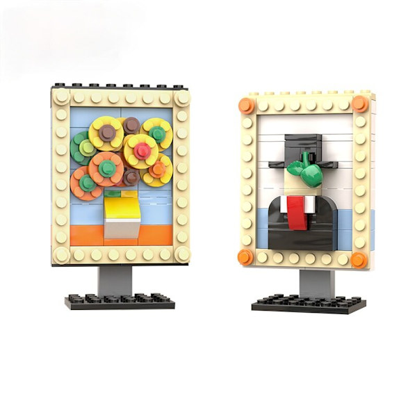 MOC Mini Pixel Pictures Rakennuspalikkasarja Van Auringonkukat Ihmisen Taide Maalaus Palikat DIY Idea Kokoa Lelu Lapsille Lahjaksi C7295 61PCS