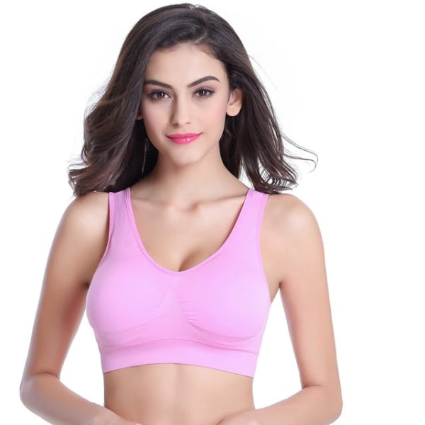 Yoga-bh crop top fitness gym löpning sportkläder damunderkläder 889pink 3XL