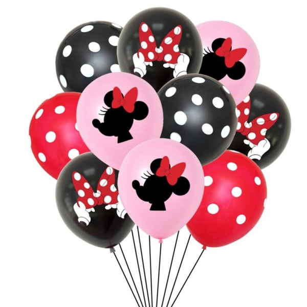 Minnie Mouse Kertakäyttöastiasetti Lasten Syntymäpäiväjuhlat Tarvikkeet Paperilautanen Muki Servetti Lippu Tyttö Vaaleanpunainen Hääkakun Koristelu Balloons-12PCS
