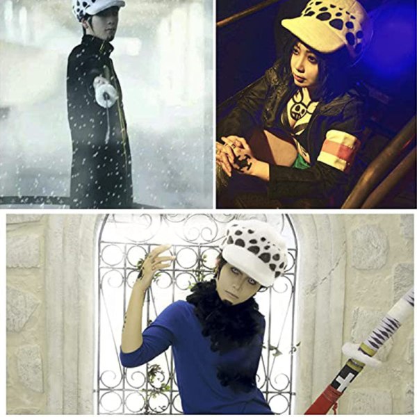 Anime Trafalgar D Water Law Cosplay Hat Plysch Vit Färg Spot Hats Halloween Man Kvinna Cap style1