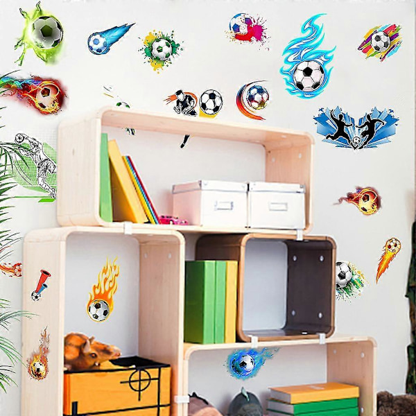 4 st Väggdekaler Fotboll i färg Väggdekaler Mural Stickers för Sovrum Vardagsrum TV-vägg