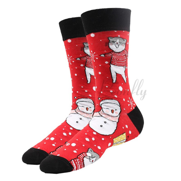 Julstrumpor PEONFLY Nya Färgglada Bomullsstrumpor Herrstrumpor Harajuku Hip Hop Roliga Tecknade Jultomten Kakor 22 EUR38-46