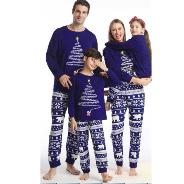 Jul Matchande Familj Pyjamas Pyjamas Klädset Far Mamma Och Jag Kläder Matchande Klädset Blue Baby 3M