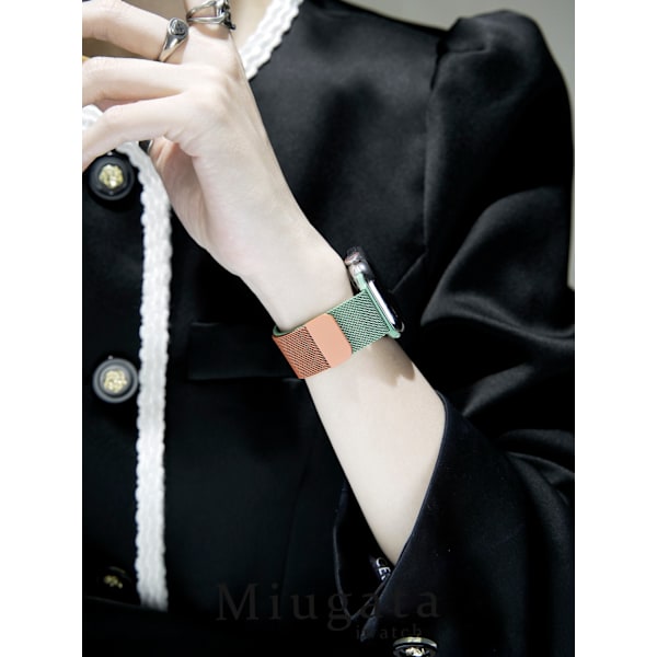 Klockarmband för Apple Watch iWatch 42mm S10 endast Gradient orange ljusgrön