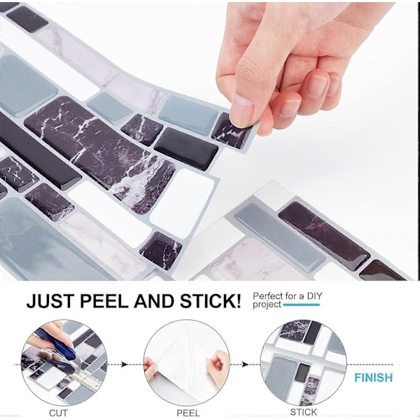 4 Ark 3D Tjock 26,9x25,4 cm Fyrkantig Tapet Tegelmönster PVC Väggpaneler Mosaik Självhäftande Köksstänkskydd för DIY Mural Tapet Trappa Hem Renovering