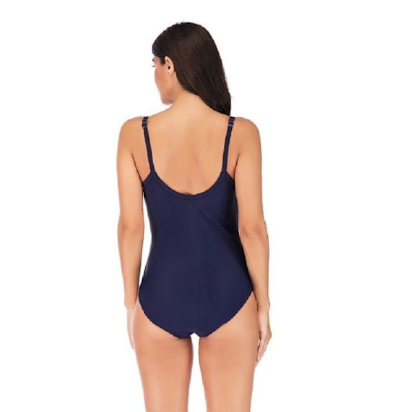 Pigebadedragt plus Size Bikini Dame Ensfarvet Kryds Et-delt Tynd og Åndbar Badetøj Black 4XL