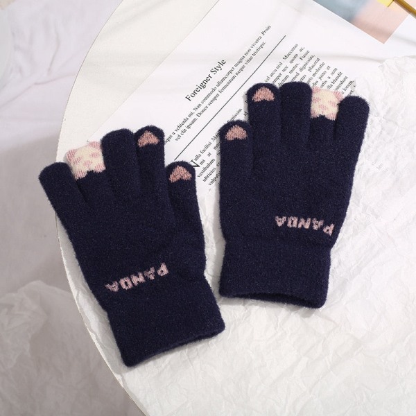 Wecute Barnhandskar Vuxen Kawaii Köldskydd Nya Vinter Plyschhandskar Stretch Stickad Pekskärm Förtjockad Fleece Ridhandskar Gray