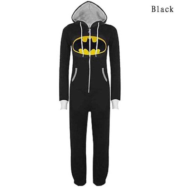 Unisex Voksen Flagermus Onesies Varme Print Pyjamas Plus Størrelse XXL Natdragt Nattøj Fest Bedste Gave Black XL