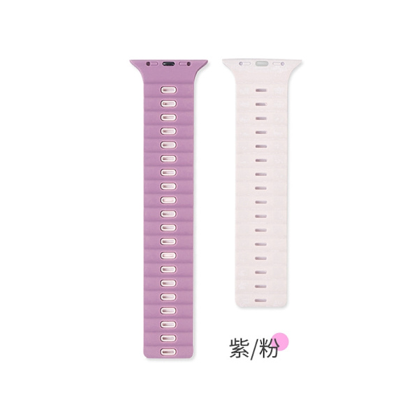 Urrem til Apple Watch iWatch 38-41 S10/42mm sort boks Ris korn magnetisk sugekop - lilla/pink